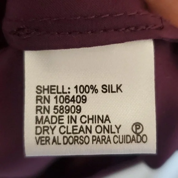 100% Silk Antonio Melani Purple Long Sleeve Blouse - Picture 6 of 6